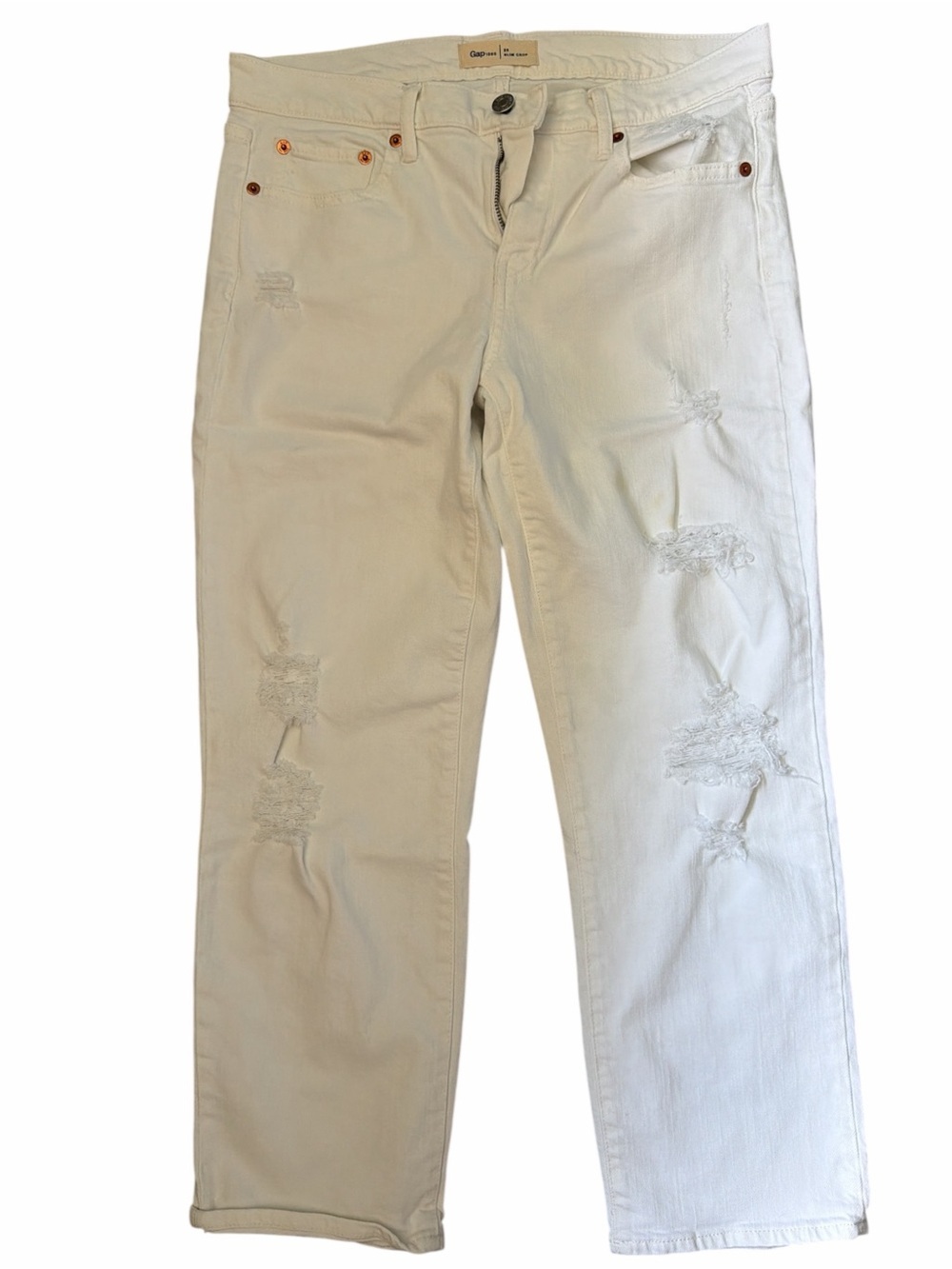 Gap White Distressed Cropped Jeans — Women's Ankle Fit